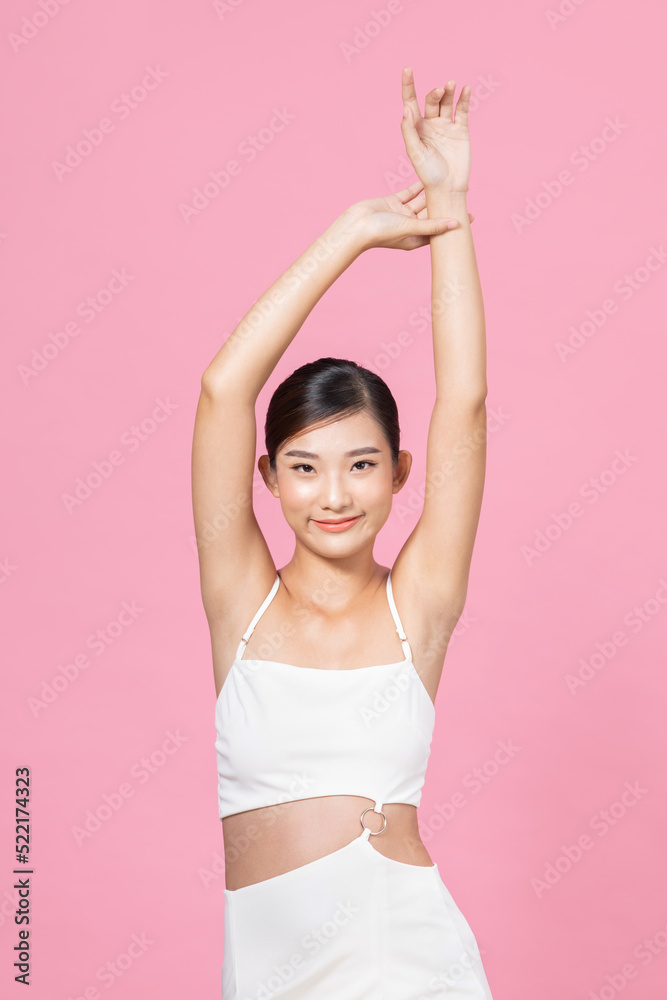 Pretty woman show her clean and whitening armpits Pretty woman show her clean and whitening armpits