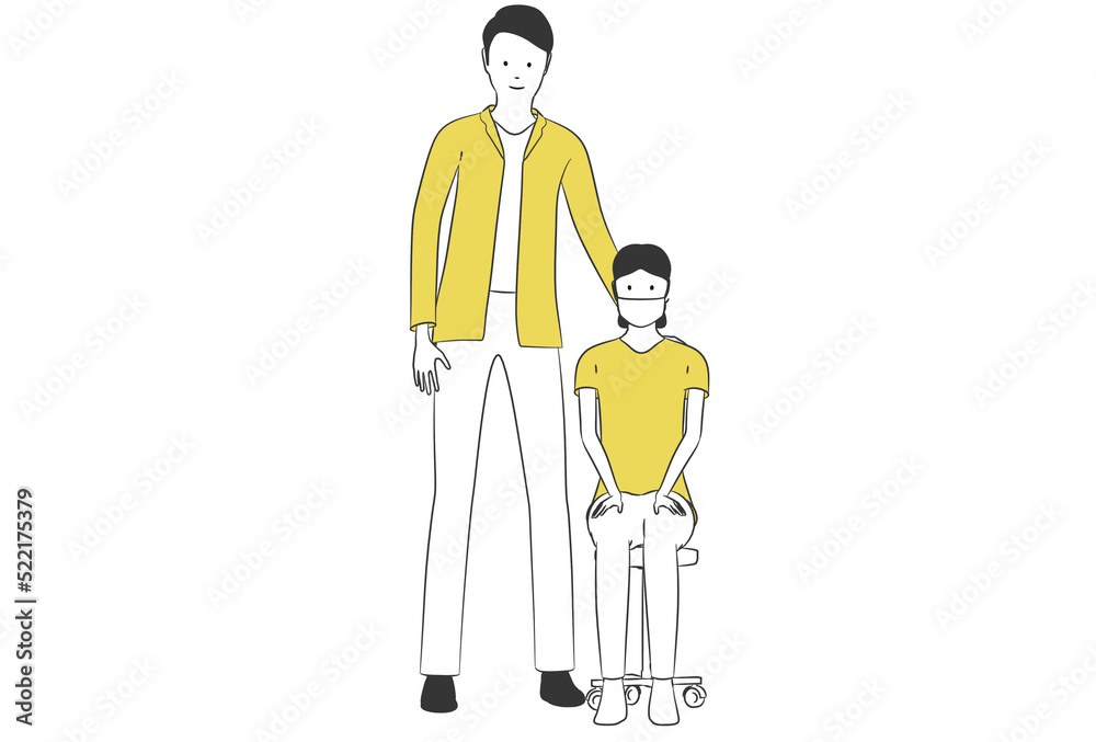 診察を受ける患者のシンプルなイラスト