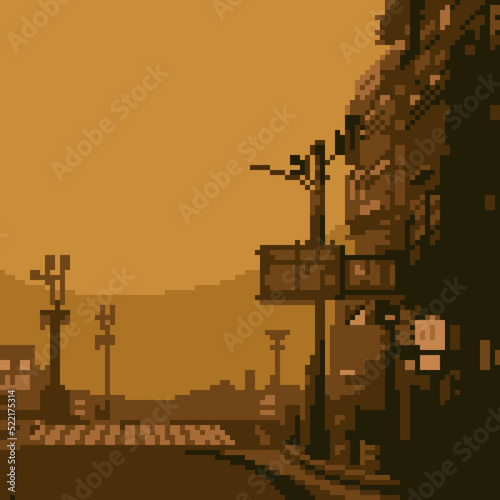 pixel art sand storm town