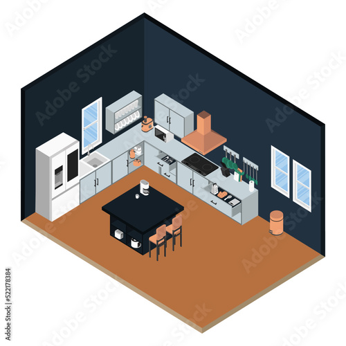 Isometric Kitchen with Island