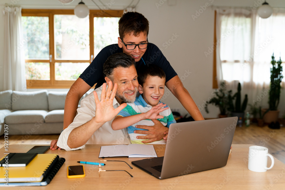 Dad And Sons On Computer Dad And Sons On Computer