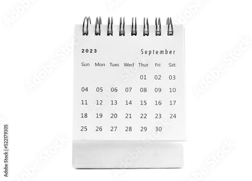 September 2023 desk calendar for planners and reminders on a white background.