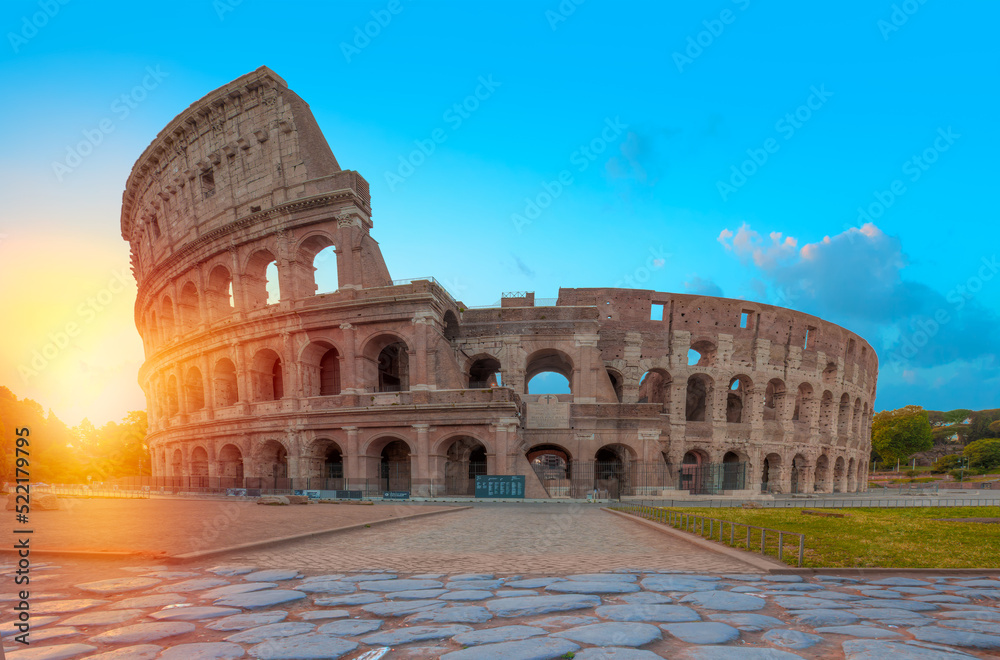 Abstract background of Colosseum in Rome - Colosseum is the  best famous known architecture and landmark in Rome, Italy