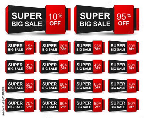 Sale and discount labels on white background