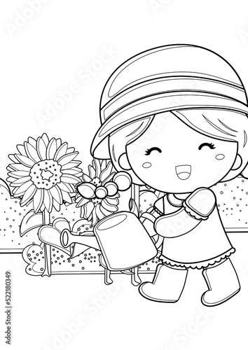 Kids Garden Play Activity Coloring Pages A4 for Kids and Adult