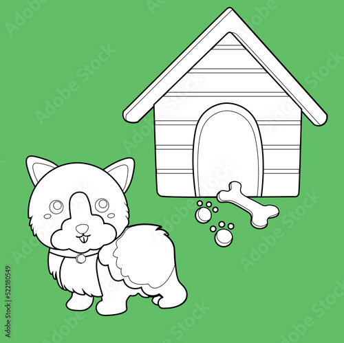 Cute Dog and House Pet Animal Digital Stamp