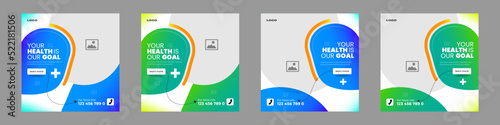Set of creative business webinar or health care social media post banner design