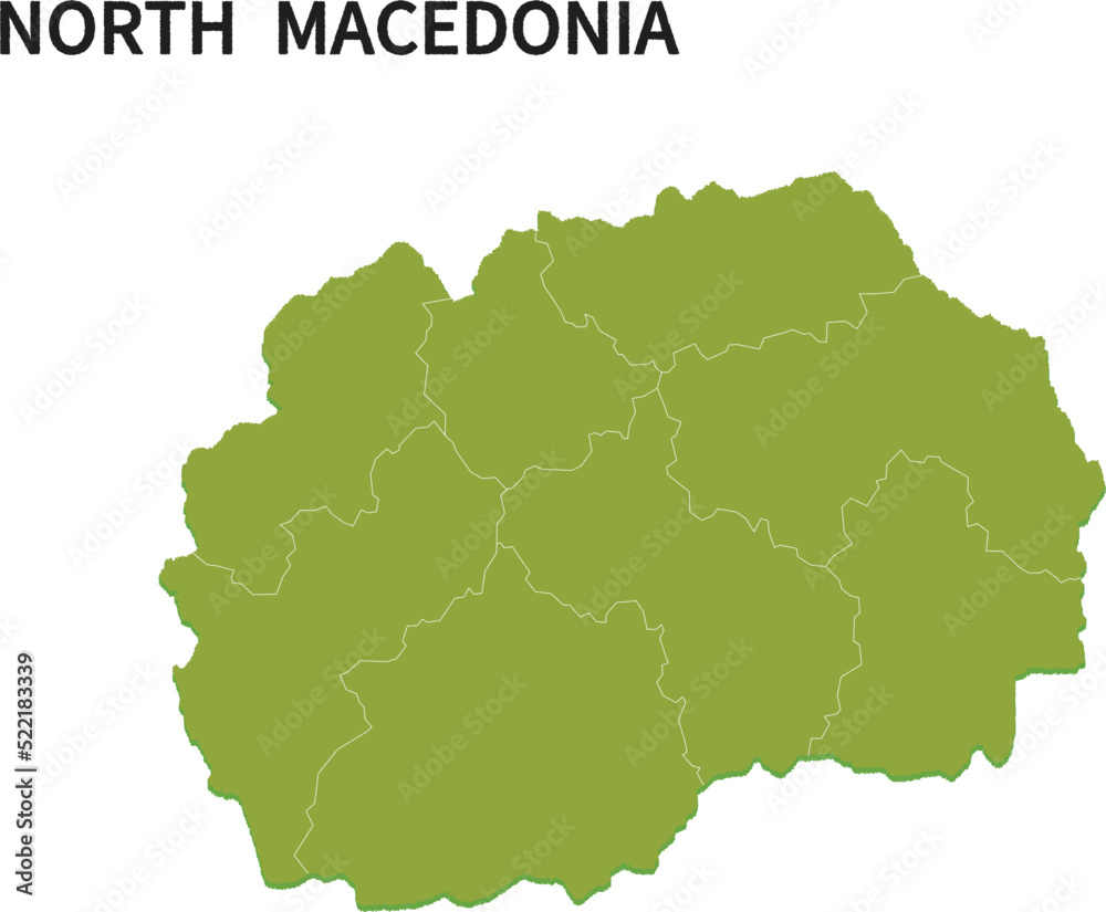 北マケドニア/NORTH MACEDONIAの地域区分イラスト