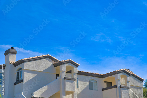 Duplex mediterranean house against the sky in Tucson, Arizona