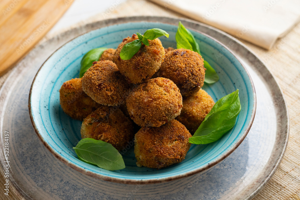 Vegan broccoli croquettes with goat cheese. Stock Photo Adobe Stock