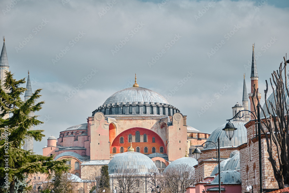 istanbul, Turkey. 03.03.2021: hagia sophia mosque in the old city of  istanbul.