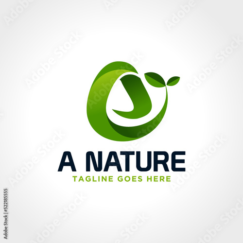 Logo Template Design Vector. Agriculture Letter A Logo, Icon, Sign or Symbol. leaf, farm, nature