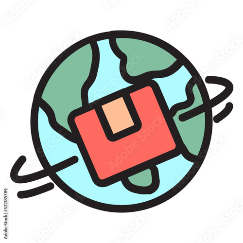 Worldwide delivery , Global Logistic filled outline icon.