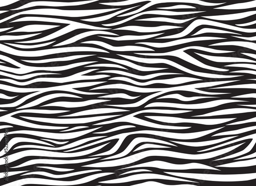 Zebra abstract seamless pattern. Black lines repeating background. Vector printing for fabrics, posters, banners. 