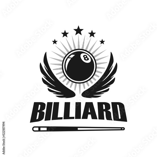 Billiards logo design vector. Sport labels for poolroom. Billiards club logo template.