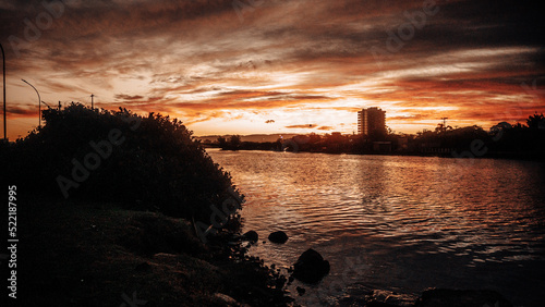 sunset over the river