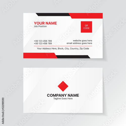 Red and White Business Card Design Professional Visiting Card Template	