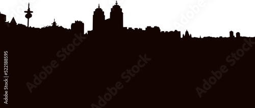 Vector Kyiv city black silhouette. Urban landscape. For print and web.