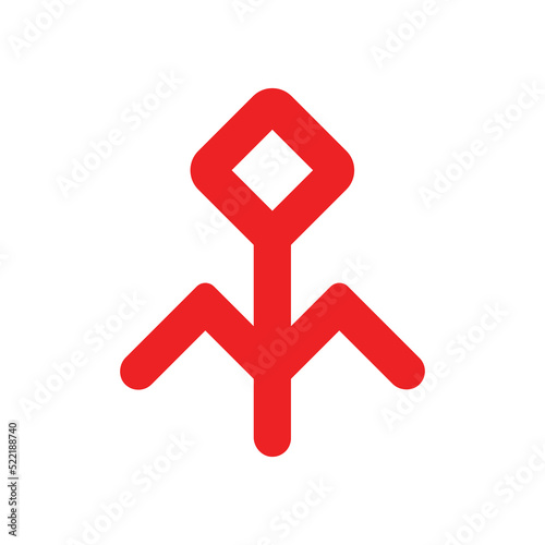 Vector isolated illustration with red geometric symbol of berry or flow. Simplified shape is ornamental native element of Karelia and Finnish people. Decorative icon for traditional local embroider