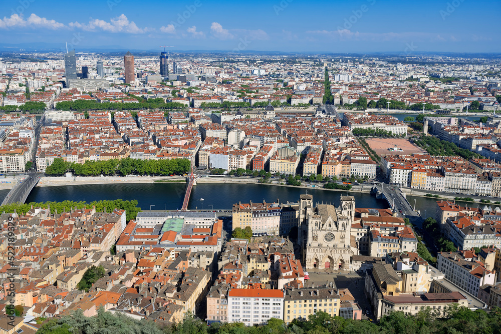 Aerial view of Lyon city