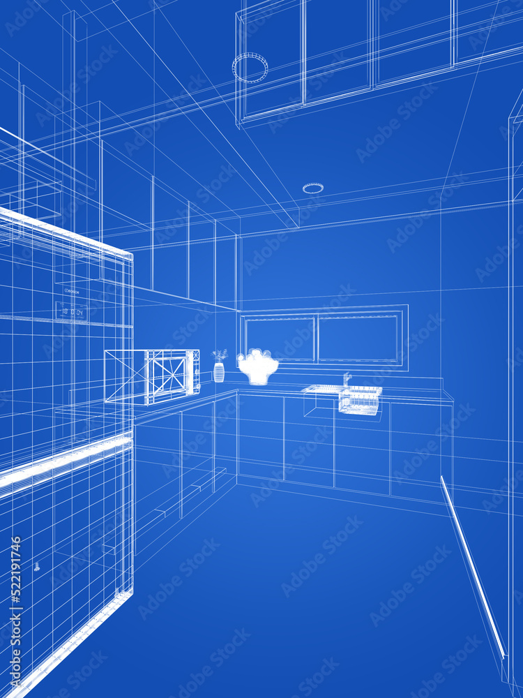 abstract sketch design of kitchen room ,3d rendering abstract sketch design of kitchen room ,3d rendering