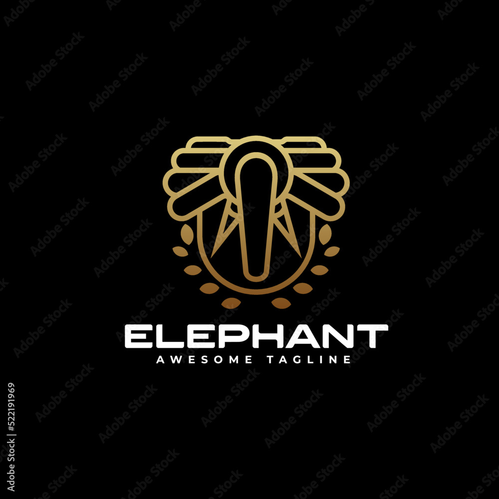 Vector Logo Illustration Elephant Gradient Line Art Style.