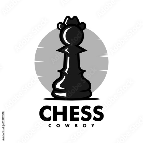 Vector Logo Illustration Chess Simple Mascot Style.