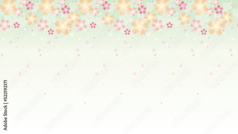 桜の和風なエンドレス背景用壁紙（グリーングラデ）