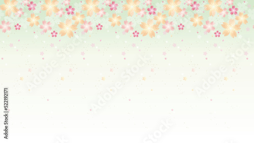 桜の和風なエンドレス背景用壁紙（グリーングラデ）