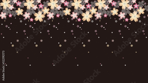 桜の和風なエンドレス背景用壁紙（黒ベタ）／透過オブジェクト表示箇所参考