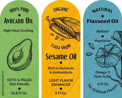 Avocado and sesame, flaxseed natural oil product