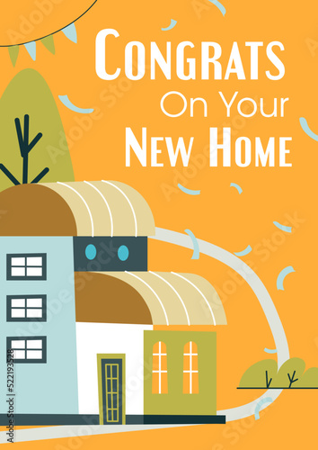 Congrats on your new home, greeting card vector