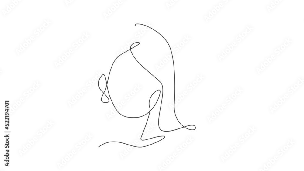 Animation of one line drawing woman beauty abstract face, hairstyle, fashion. Pretty sexy minimalist feminine style concept for t-shirt print. Continuous line self draw animated. Full length motion. Animation of one line drawing woman beauty abstract face, hairstyle, fashion. Pretty sexy minimalist feminine style concept for t-shirt print. Continuous line self draw animated. Full length motion.