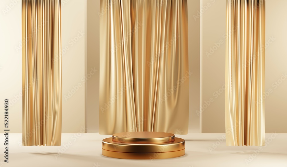 3D rendering of blank product background for cream cosmetics Modern gold podium background 3D rendering of blank product background for cream cosmetics Modern gold podium background