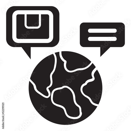Online ordering , Global Logistic solid icon.