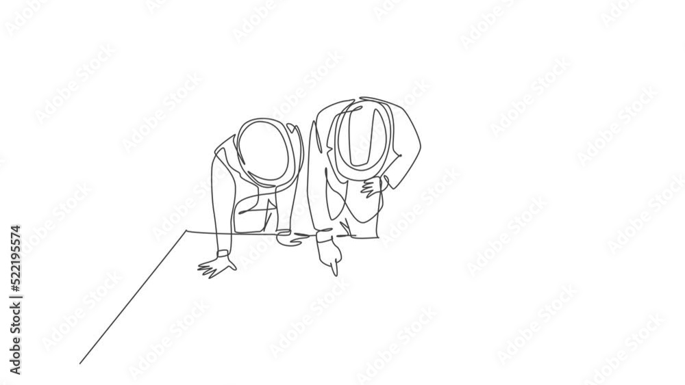 Dialog Line Drawing Building Animation of one line drawing of architects and manager meeting at ...