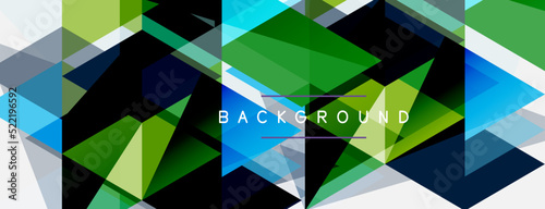 Color triangles composition, geometric abstract background. Techno or business concept, pattern for wallpaper, banner, background, landing page