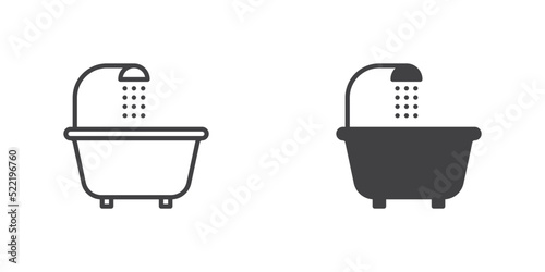Bathtub with shower icon