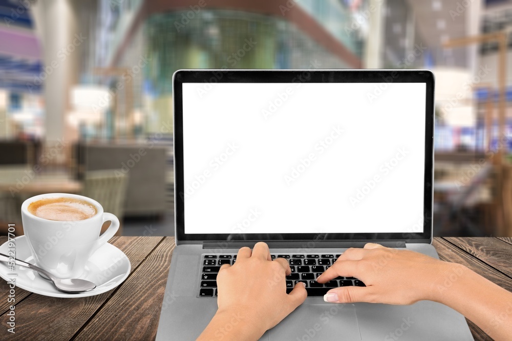 survey or questionnaire online, Hand on laptop survey or questionnaire online, Hand on laptop