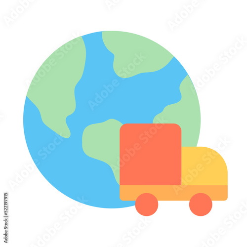 Delivery truck , Global Logistic flat icon.
