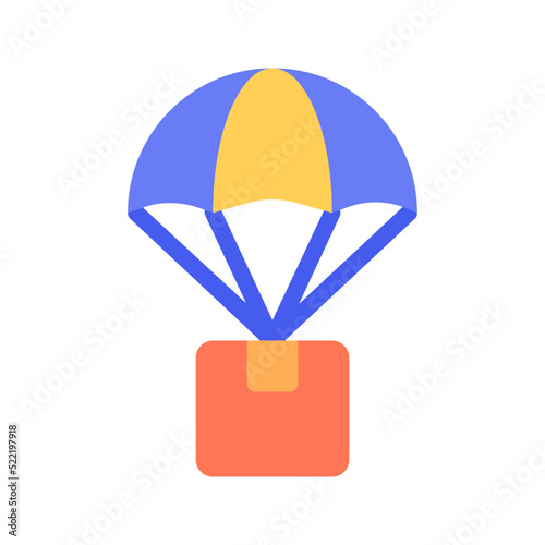 Parachute delivery , Global Logistic flat icon.