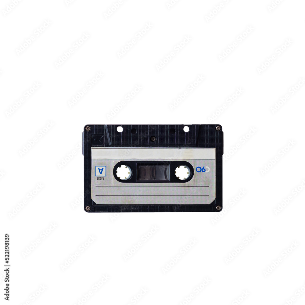 Audio cassette isolated on white background.