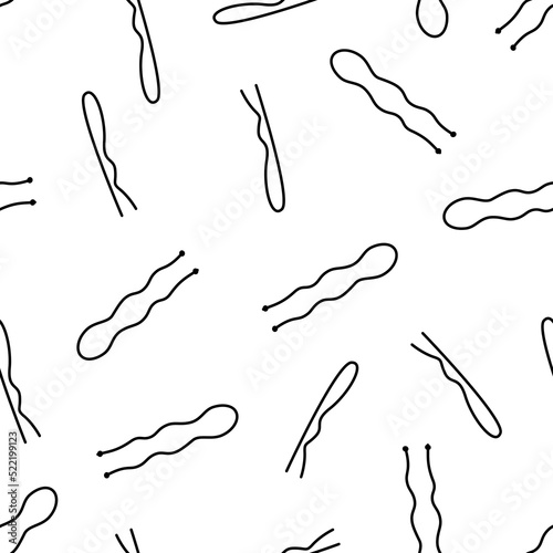 Seamless pattern hair accessories doodle style, vector illustration of hair bands and hairpins.