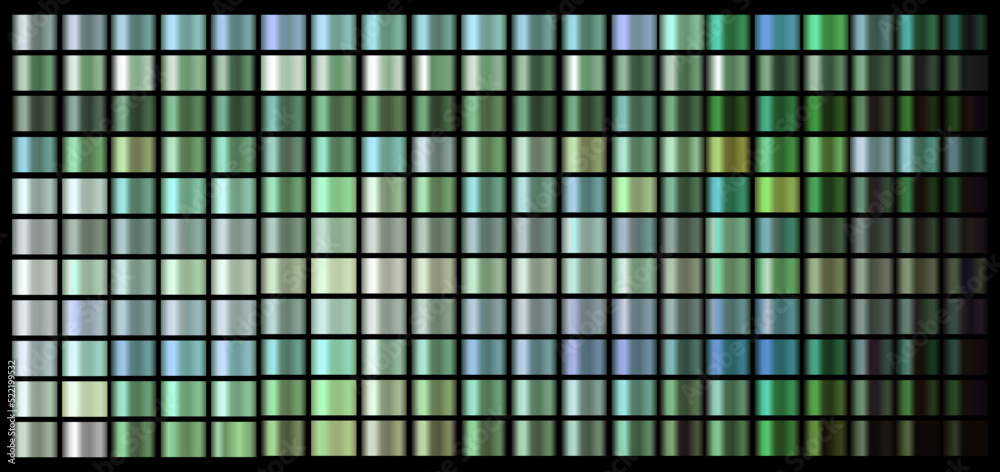 Vector Gradient swatches set. Green, emerald, chromium organic colors ...