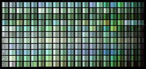 Vector Gradient swatches set. Green, emerald, chromium organic colors gradient swatch set vector. Shiny, elegant colors gradation for chrome border, logo, label design, frame, ribbon, award