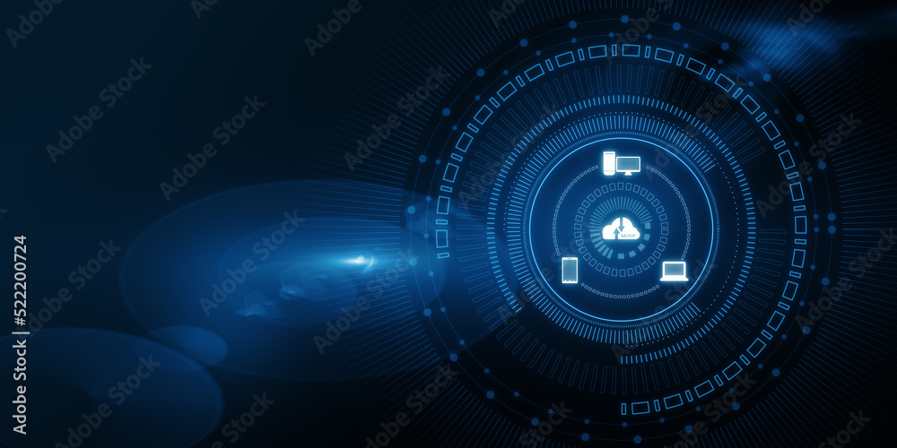 Abstract cloud hologram on blurry dark backdrop. Cloud computing, big data backup concept. 3D Rendering. Abstract cloud hologram on blurry dark backdrop. Cloud computing, big data backup concept. 3D Rendering.