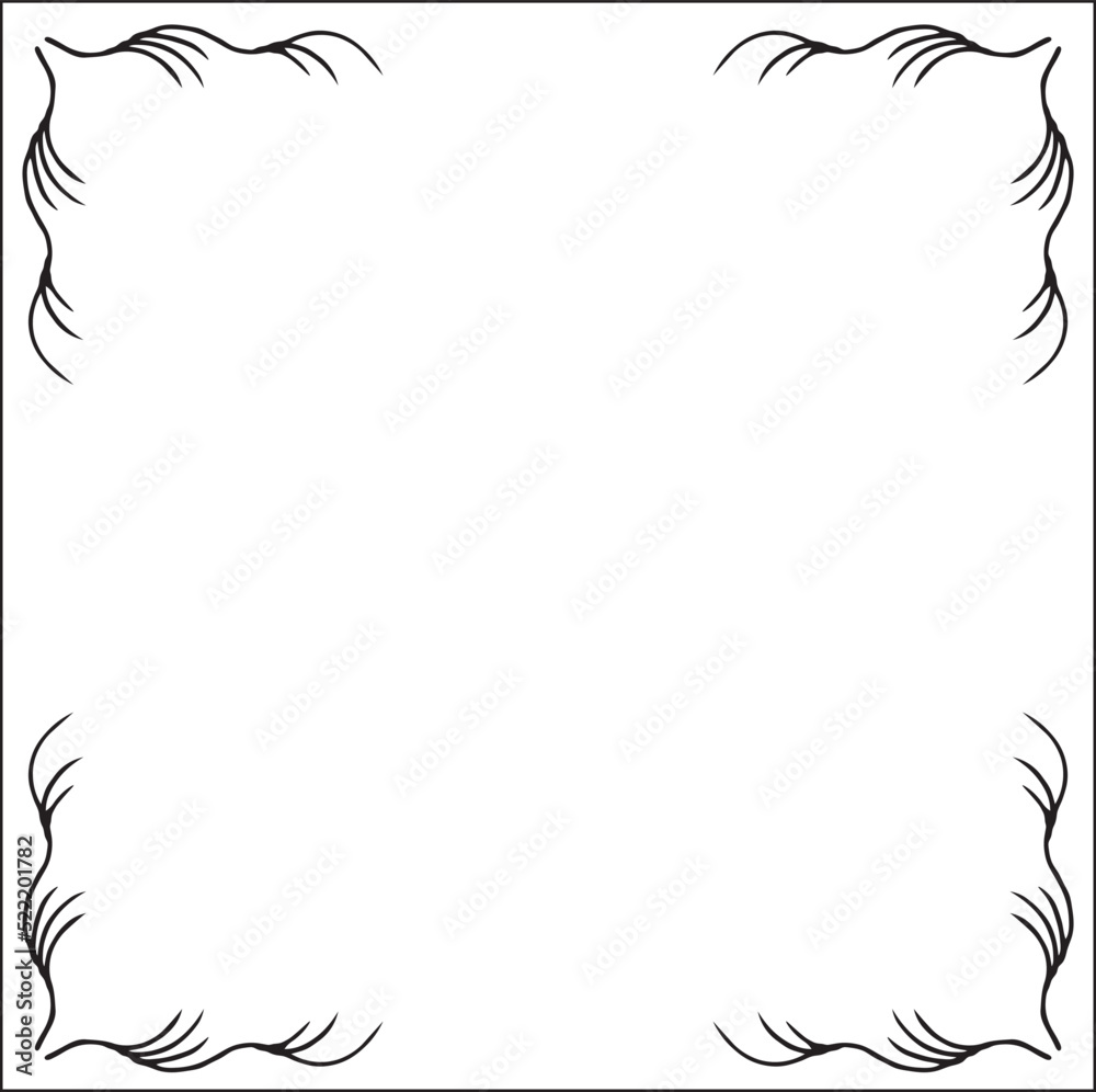 Black and white vegetal ornamental frame, decorative border for greeting cards, banners, invitations. Isolated vector illustration. Black and white vegetal ornamental frame, decorative border for greeting cards, banners, invitations. Isolated vector illustration.