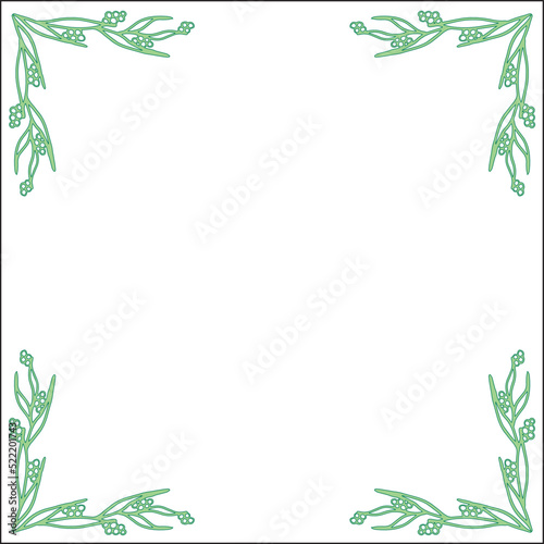 Green ornamental frame  decorative border for greeting cards  banners  business cards  invitations  menus. Isolated vector illustration.
