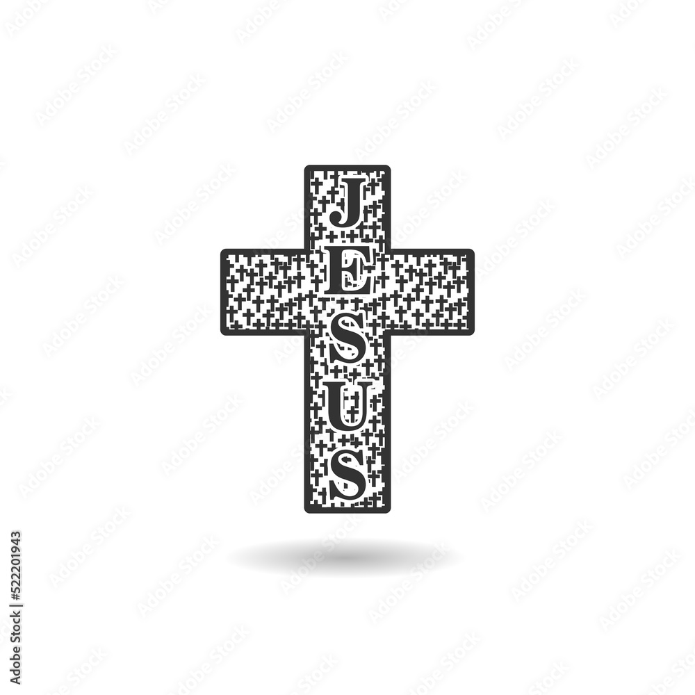 Christian cross modern icon with shadow Christian cross modern icon with shadow
