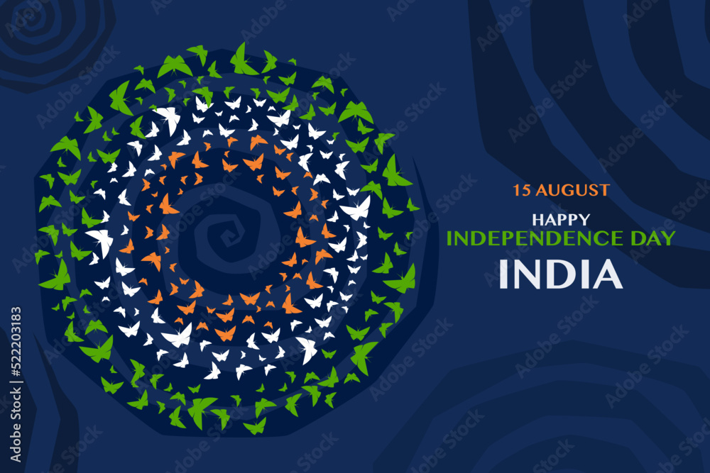 Butterflies in tricolour flying in circles to form Indian flag. An Indian Independence Day concept Butterflies in tricolour flying in circles to form Indian flag. An Indian Independence Day concept